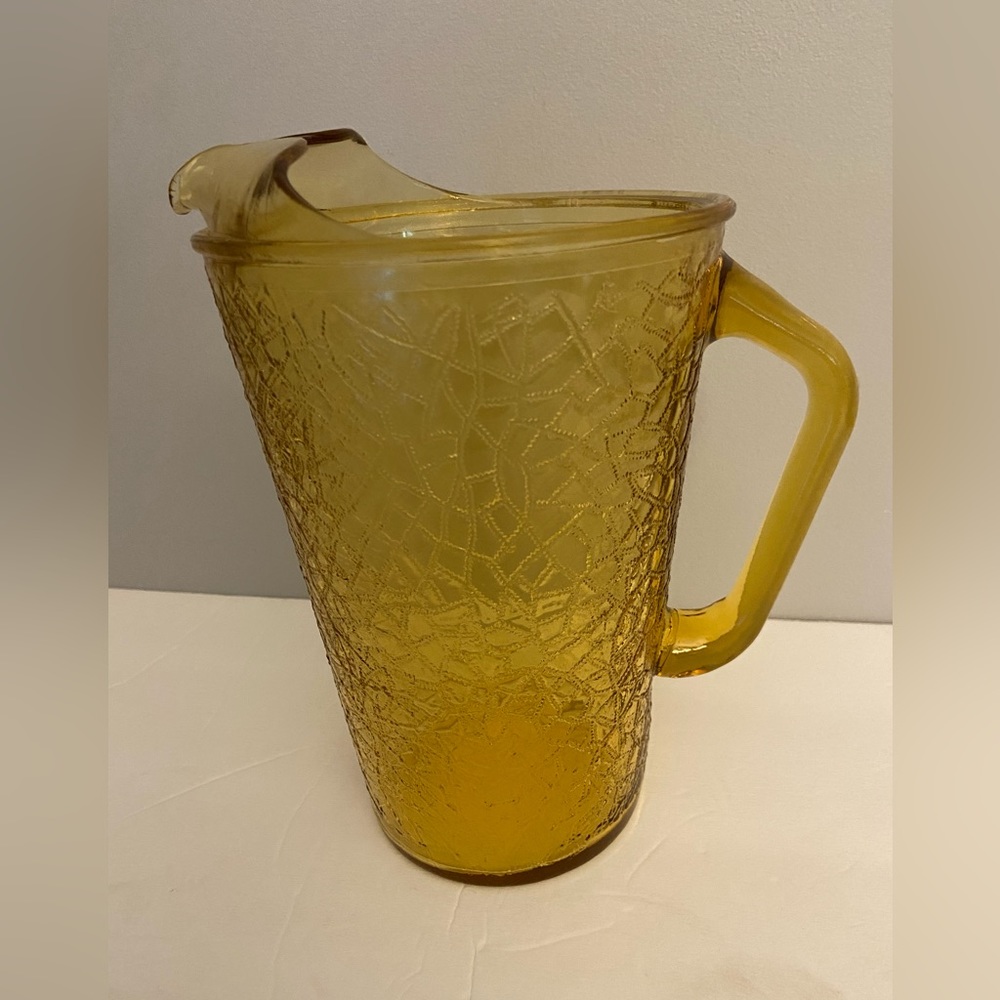Vintage Anchor Hocking Glass Gold Pitcher